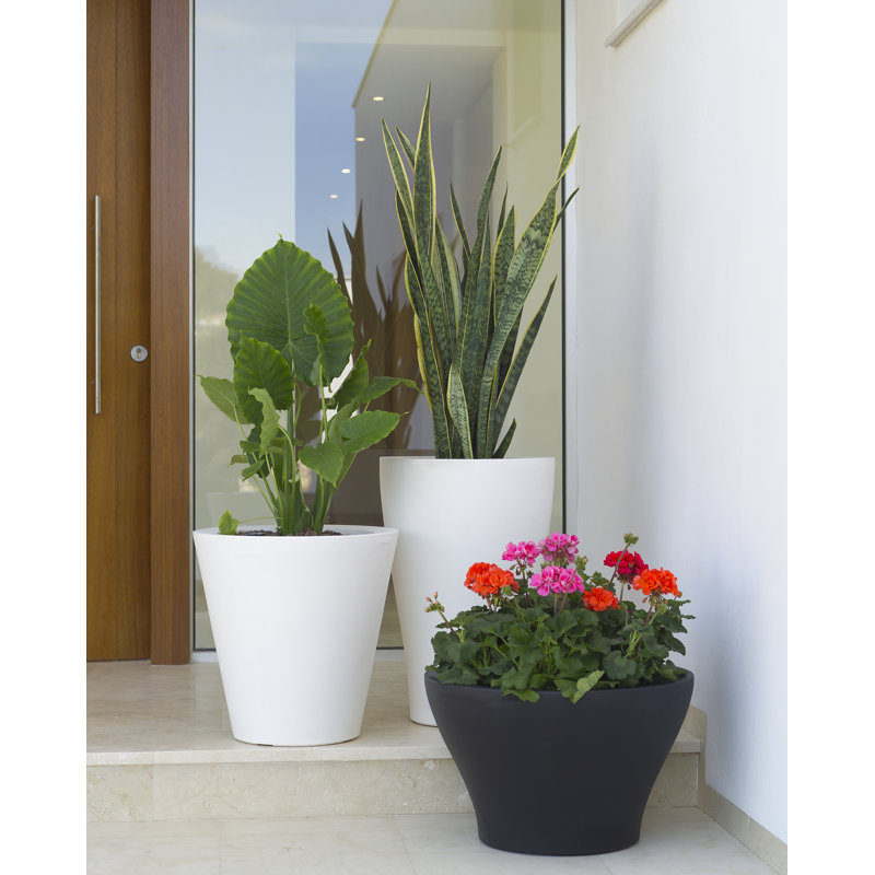 Pot à fleur en résine Curvada, White, H 14,25 po x l 7 po x P 7 po