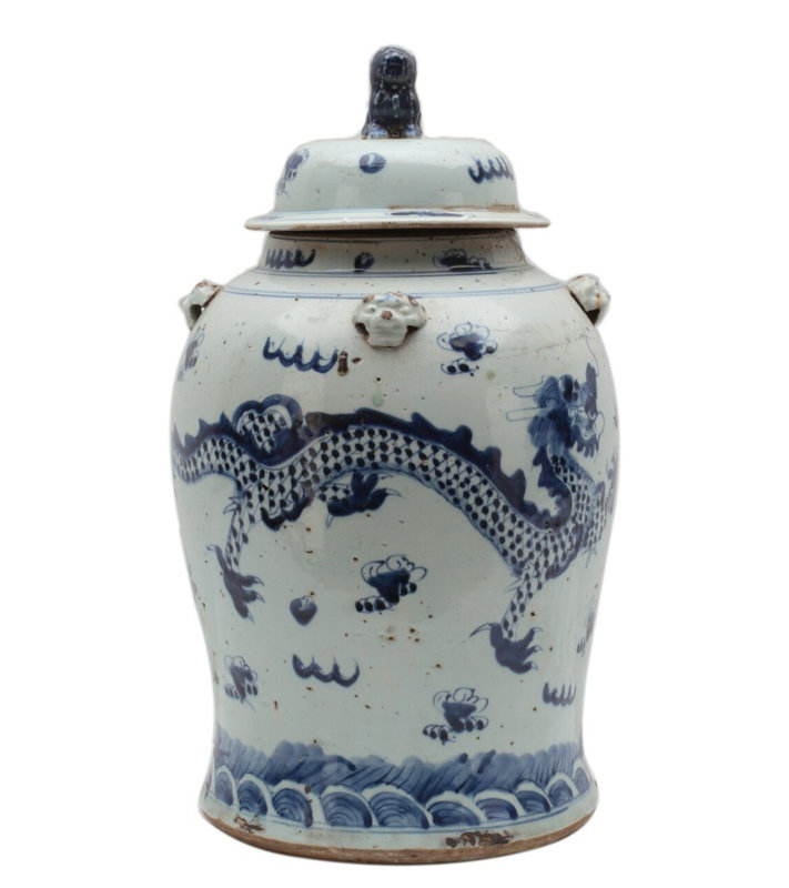 Handcrafted Porcelain China Ginger Jar, 18.5" H x 11" W x 11" D