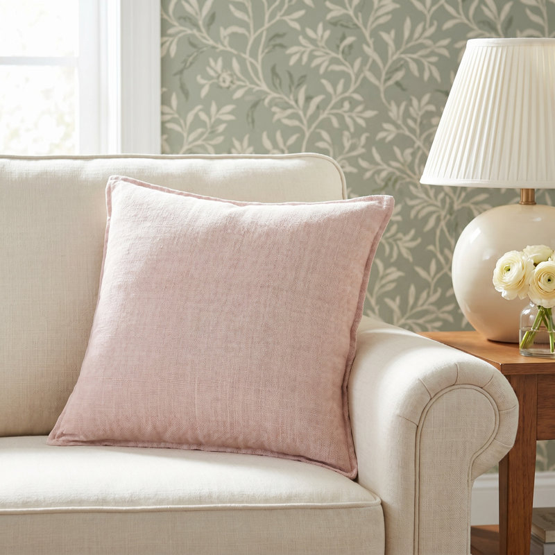Avey Linen Reversible Pillow Cover, Light Pink