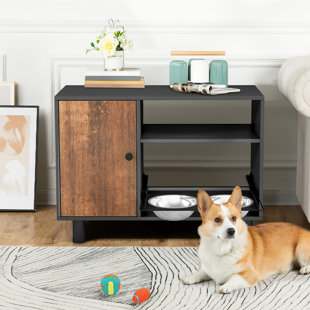 Roomfitters Dog Feeding Station with 2 Elevated Dog Bowls, Dog Food Storage  Cabinet with Hanger, Dog Proof Hidden Design, Tilt Out Pet Toy Storage