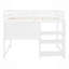 Lit mezzanine double avec tablettes, bureau et tableau d'écriture