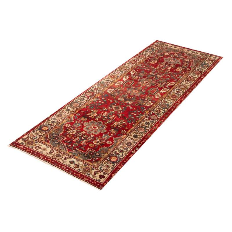 Tapis rouge noué à la main unique 3 pi 10 po x 10 pi 8 po Andelz