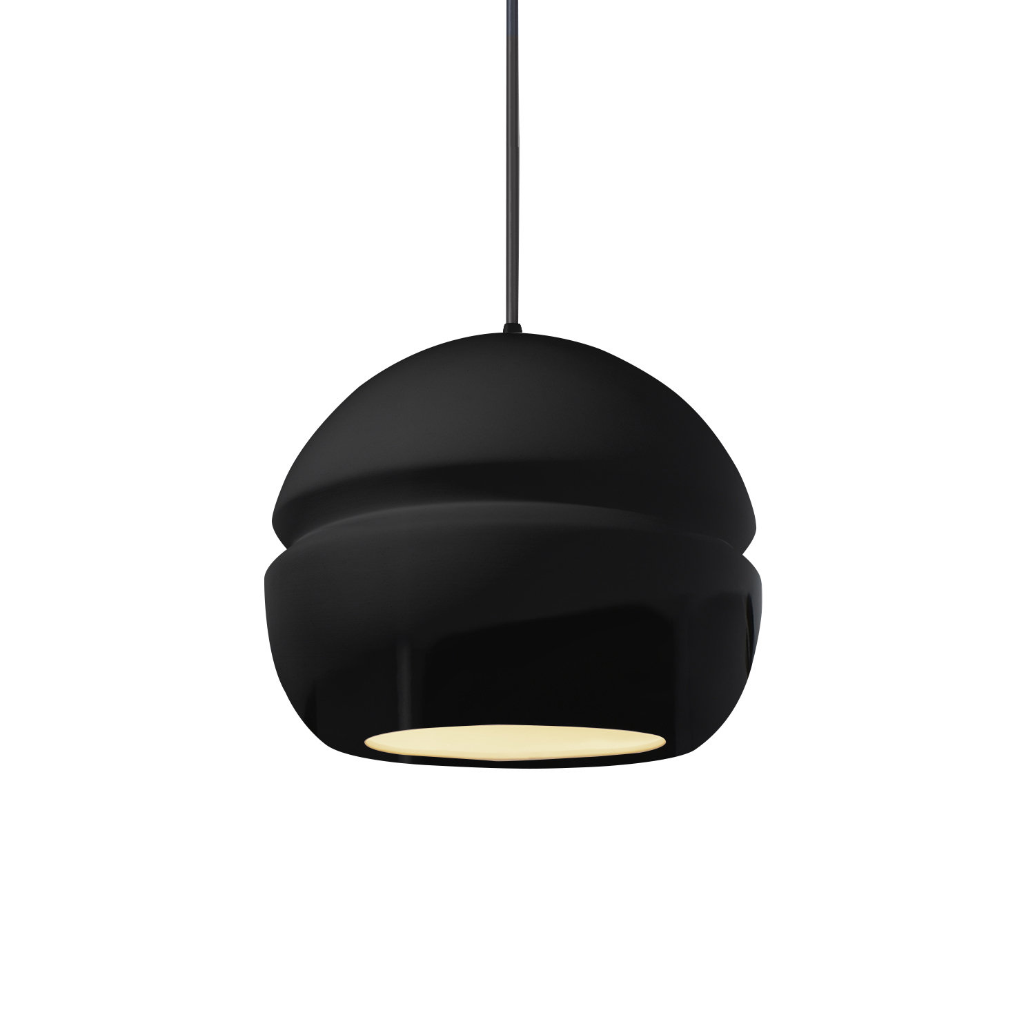 Logan Dimmable Globe Single Light Pendant, Gloss Black, Matte Black