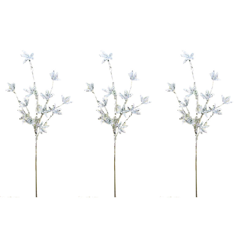 Piquet de Noël feuille scintillante, Argent