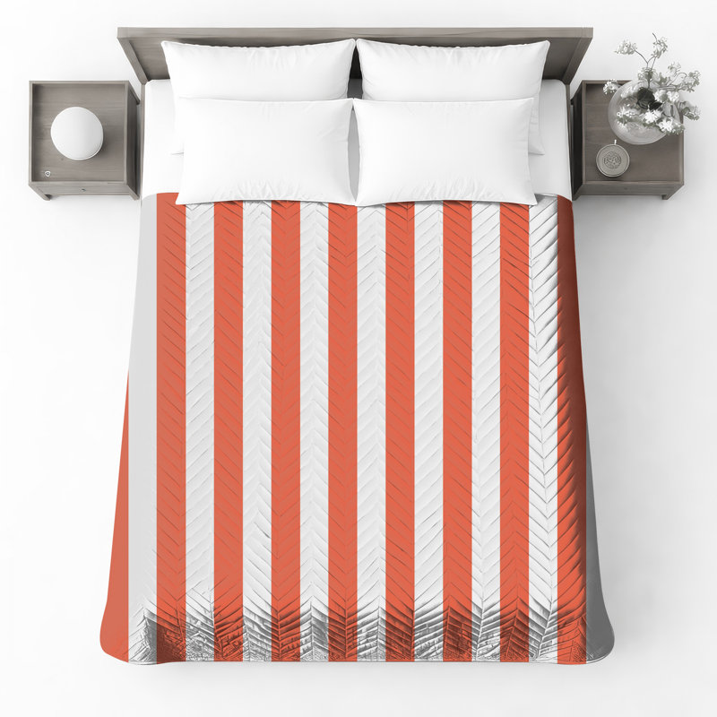 Red White Stripes Bedding Stripes Bedspread Pattern, Lit simple
