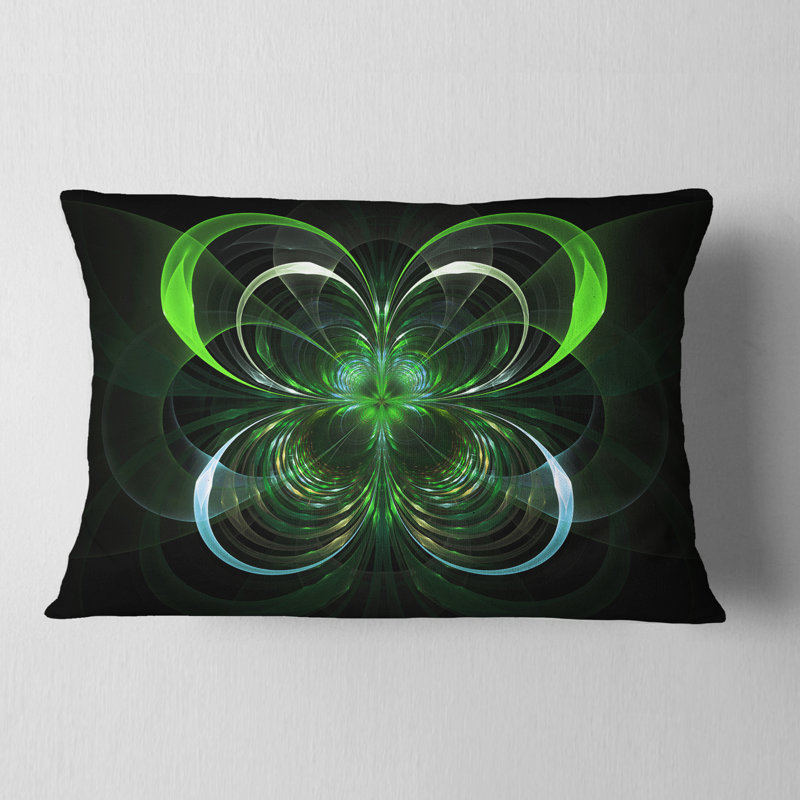 Coussin lombaire floral, Vert/noir