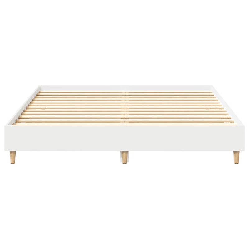 Bed Frame No Mattress Engineered Wood, 153 x 203cm, White