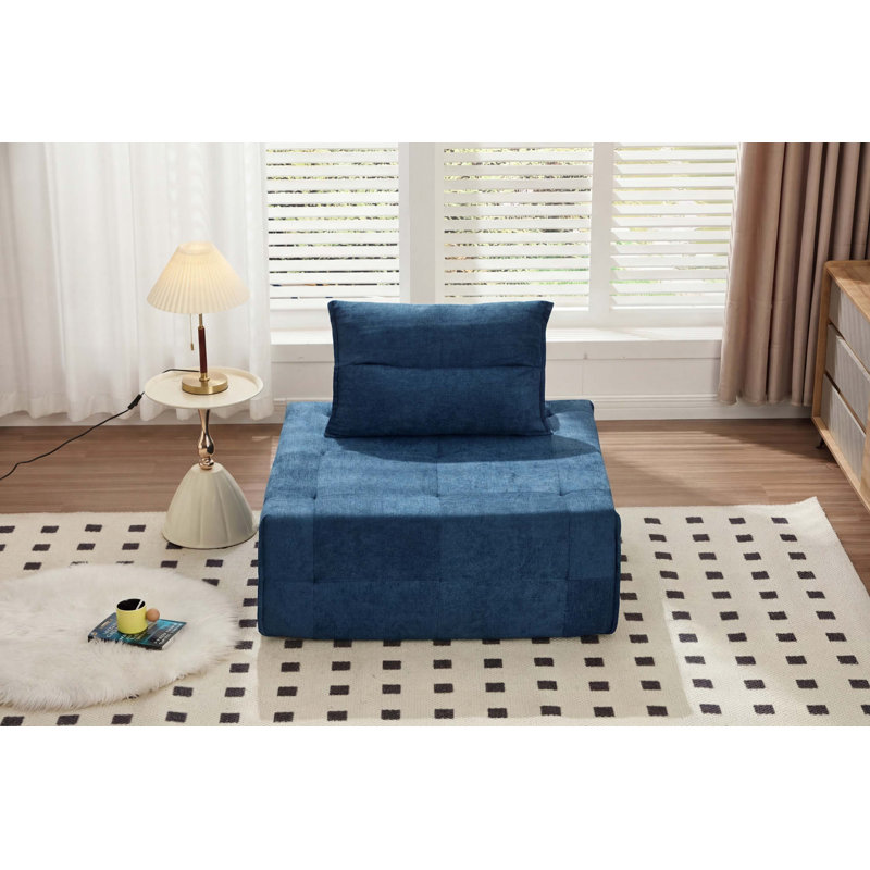 Modular Sofa with Deep Seat and Adjustable Backrest, Navy Blue Chenille