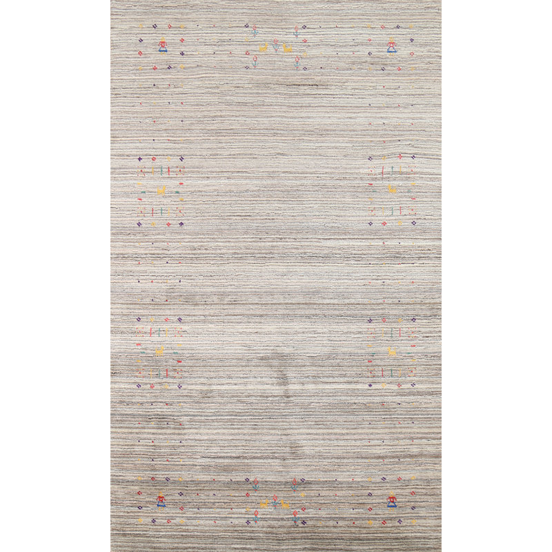 Tapis indien rayé à la main Gabbeh 5 x 8