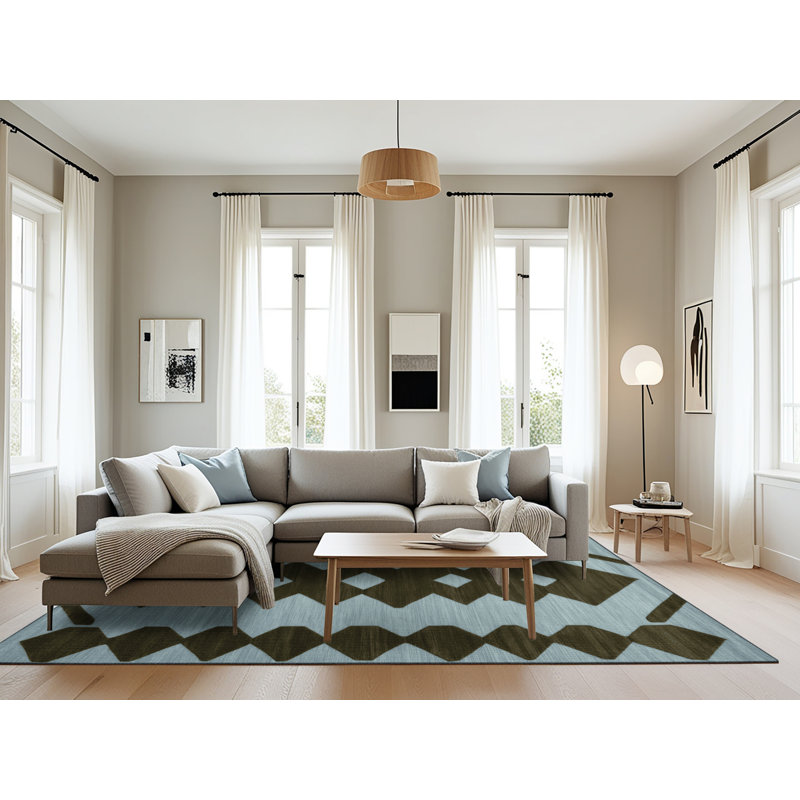 Tapis brun treillis lavable à la machine, Rectangulaire 8 pi x 12 pi