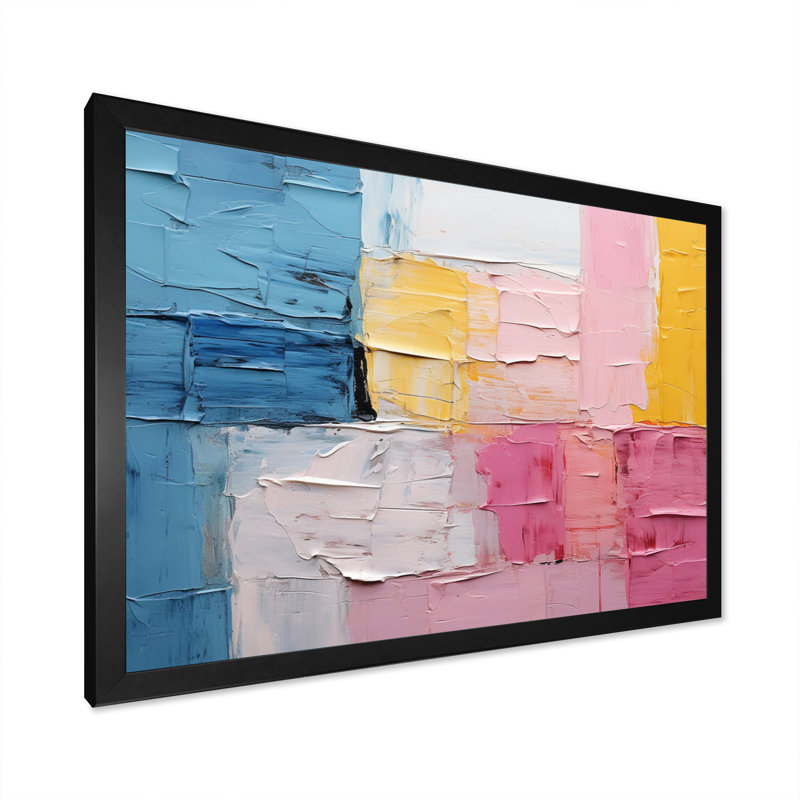 Patchwork abstrait II - impression, Cadre simple noir, H 16 po x l 32 po x P 1 po