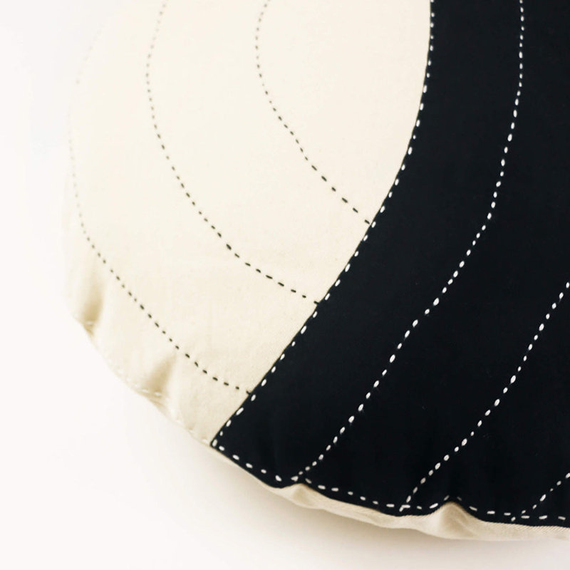 Crescent Circular Pillow Cover & Insert, White/Charcoal