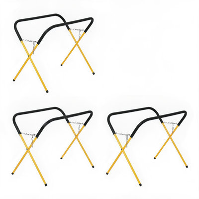 Qeetex 500 LBS Portable Work Stand, Folding Steel Support Bench for Bumpers, Doors, 3pcs/Yellow