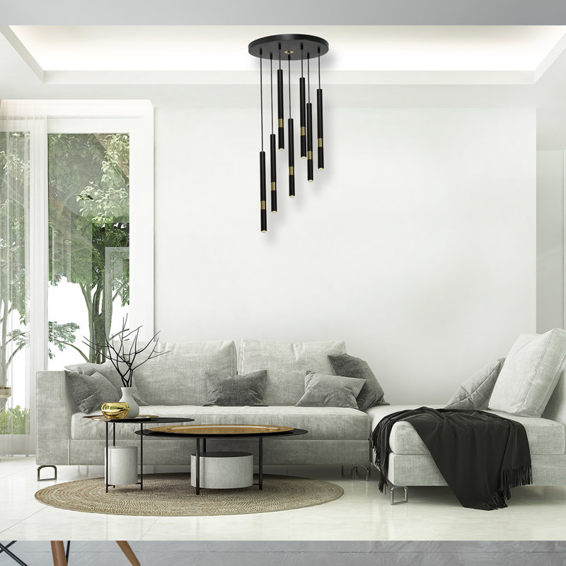 Firmin 7 - Light Black/Gold Cluster Pendant