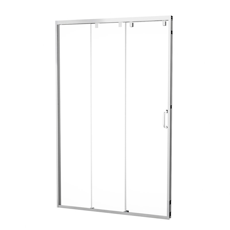 48" W x 76" H Rectangle Framed Sliding Shower Door with 5/16" Clear Tempered Glass and Easy Cleaning Coating, Brushed Silver