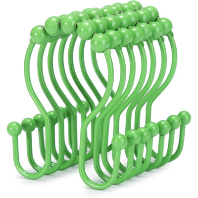 Crochets de rideau de douche, 12 anneaux de rideau de douche, anneaux de rideau de douche en acier inoxydable à l'épreuve de la rouille, crochets de douche doubles antidérapants et coulissants pour rideau de douche, tringles