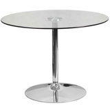 Caitlan 39.25'' Round Glass Dining Table with 29''H Chrome Base
