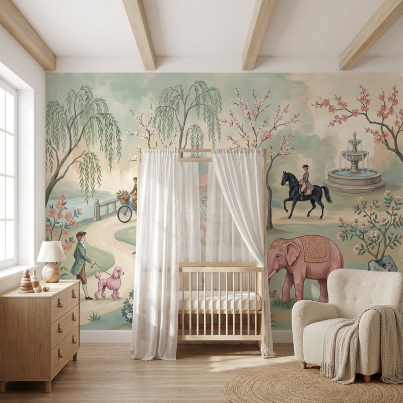 Murale Serene Garden, Peler et coller, 200 po x 120 po