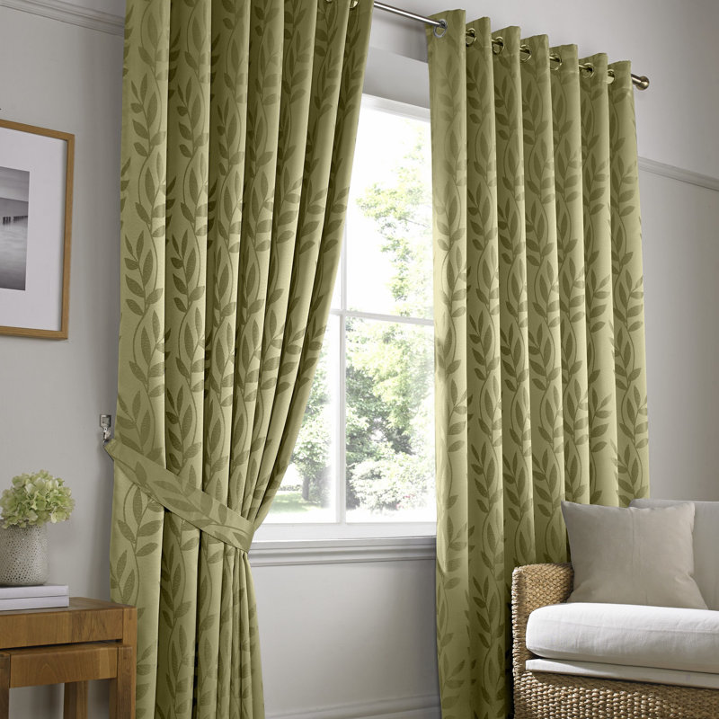 Becquere Tivoli Eyelet Ring Top Curtains, Width 116 x Drop 228 cm, Sage