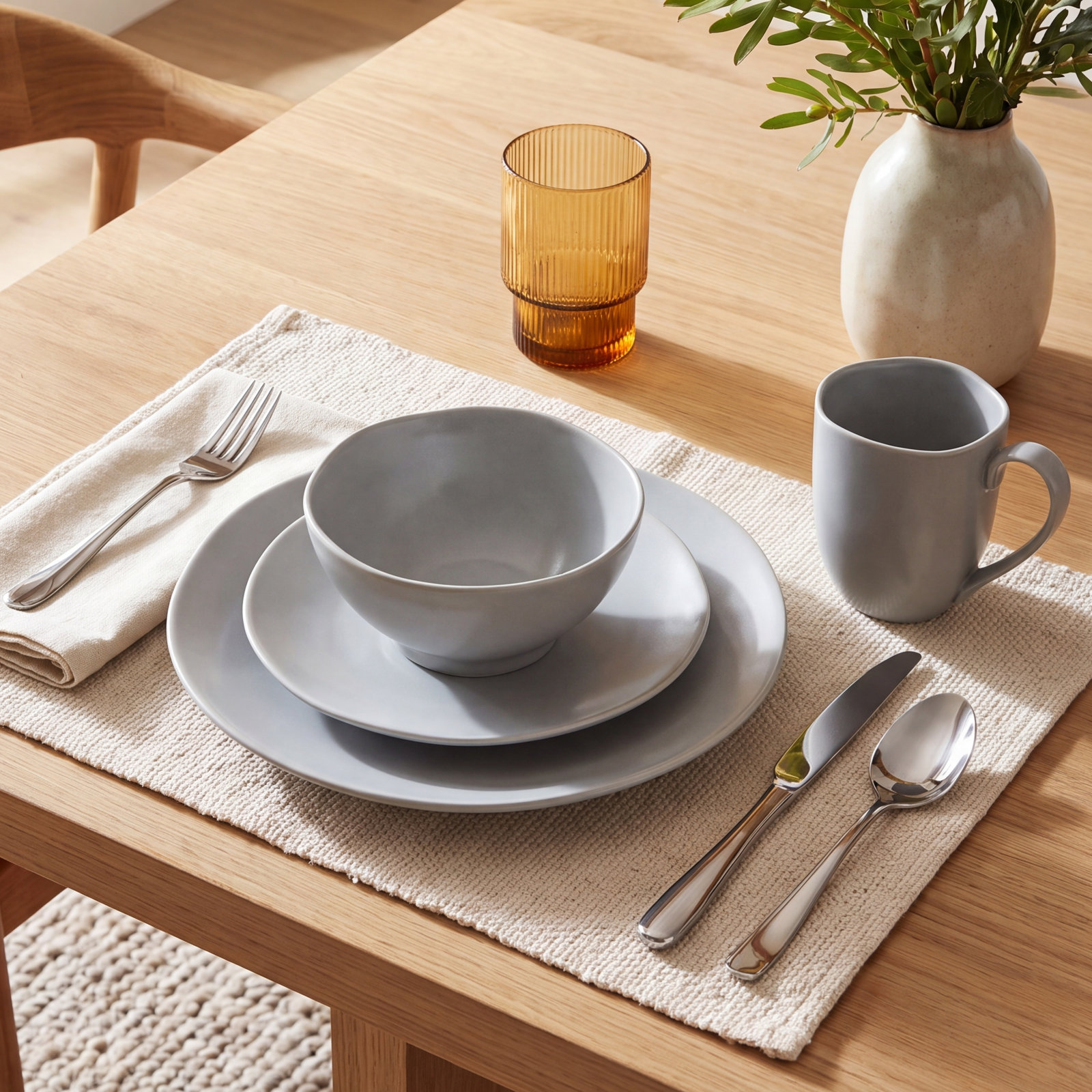 Heirloom Dinnerware Set - Service for 4, Smoke Gray