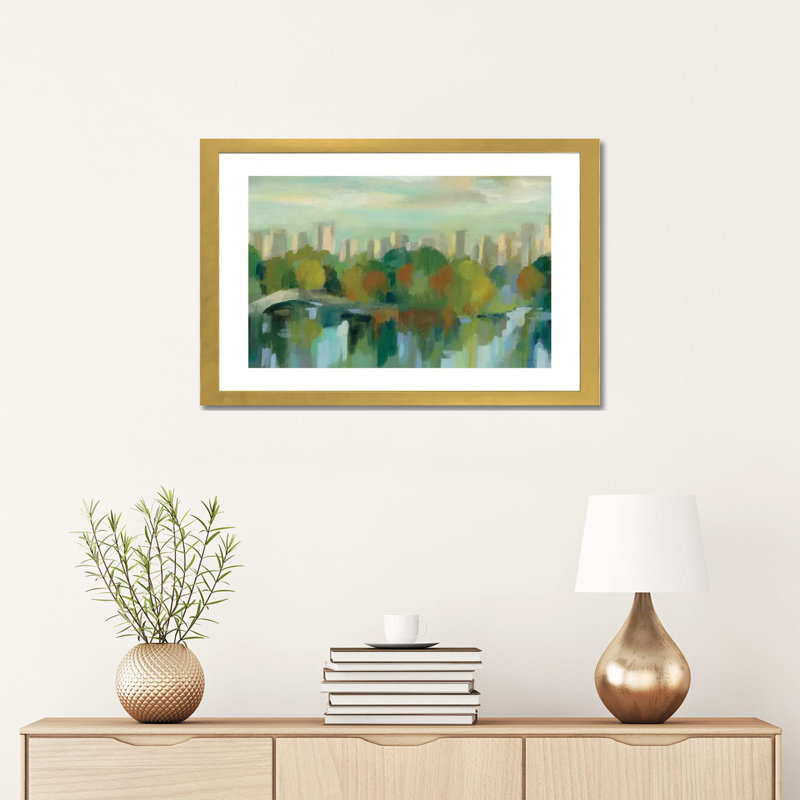 «Manhattan Sketches VII» par Silvia Vassileva - reproduction d'art, H 16 po x l 24 po x P 1 po, Papier encadré doré, Blanc