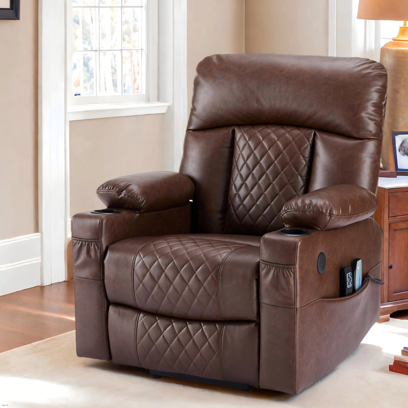 Carlleen Large Assist Dual Motor Power Lift Recliner Chair with Massage and Heat for Elderly, Carlleen Brown Faux Leather