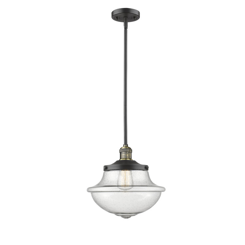 Luminaire suspendu simple à 1 lumière Baptiste, Ampoule non incluse, Grainé, Laiton antique noir