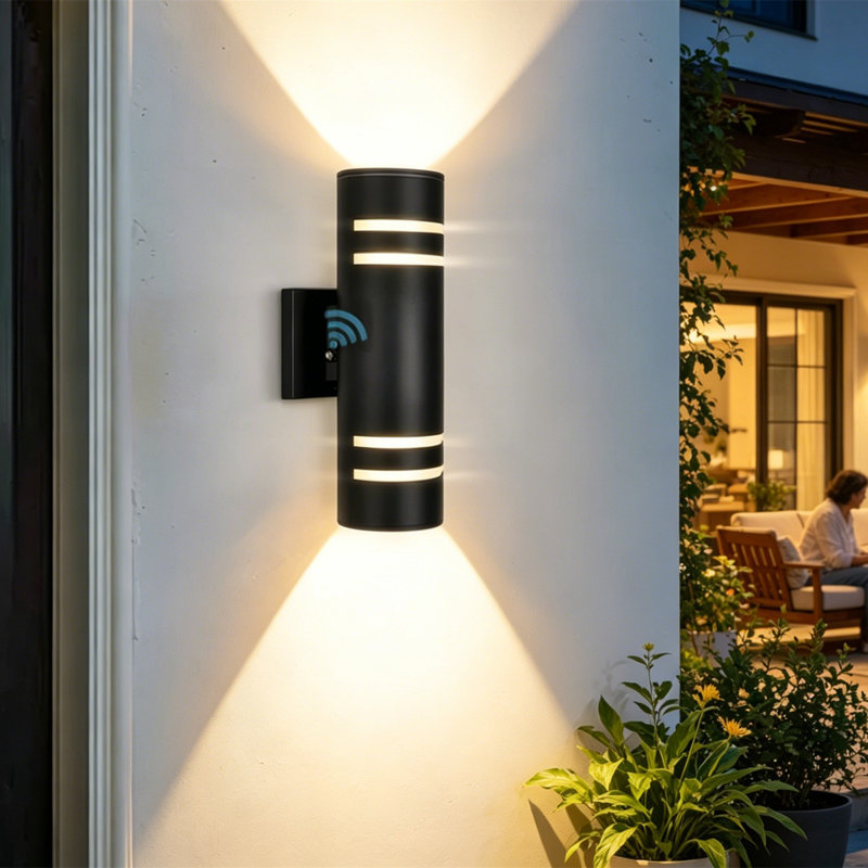 Applique murale d'extérieur en aluminium noir mat H 13,46 po Bryanah Sensor