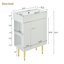 Armoire de meuble-lavabo avec lavabo vasque en céramique simple et rangement à gauche pour une organisation efficace de la salle de bain
