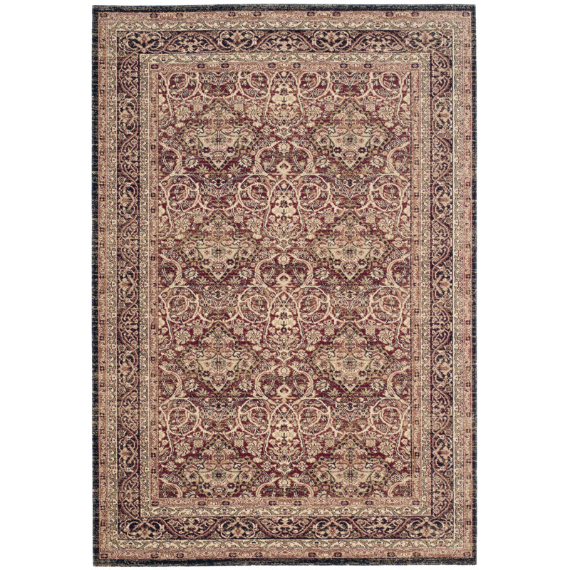 Tapis en coton noir / beige / bourgogne Marion, Rectangle 5 pi 1 po x 7 pi 6 po