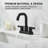 Matte Black 4" Centerset High-Arc Bathroom Faucet With Pop-Up Drain & Supply Lines-123058044