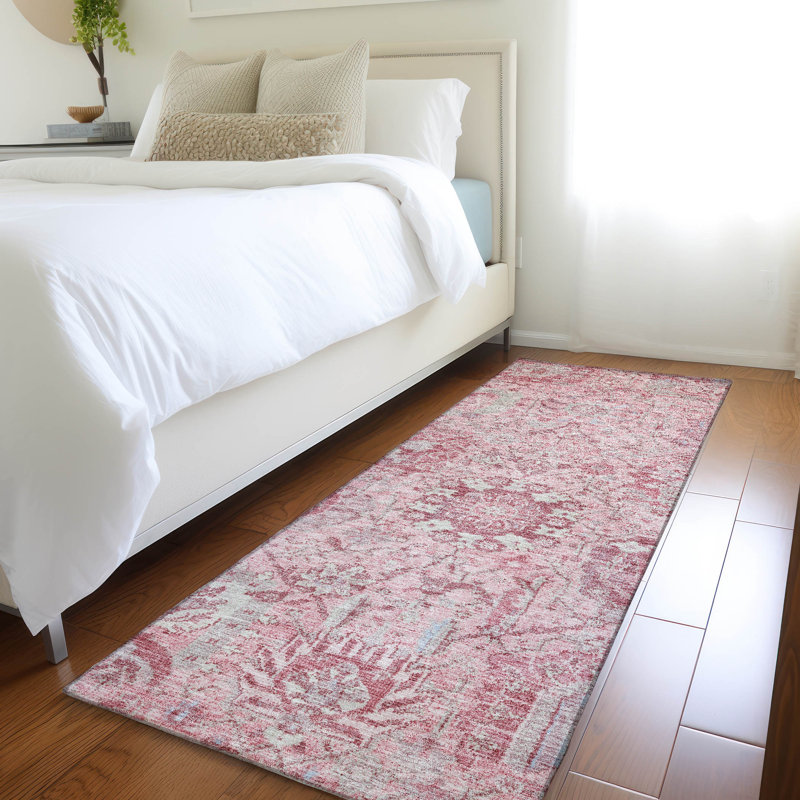 Geneva Pink Washable Indoor-Outdoor Rug - , 2'3" x 7'6"