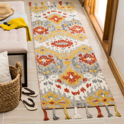 Niederanven Hand Hooked Wool Ikat Rug