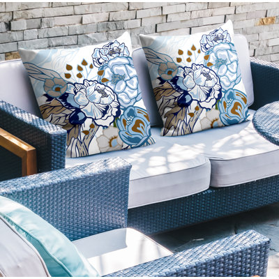 Nouvel Floral Indoor/Outdoor Square Pillow