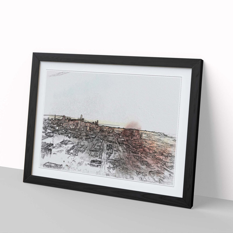 San Francisco California Skyline in Abstract - Picture Frame Graphic Art Print, 35cm H x 50cm W x 2cm D, Black