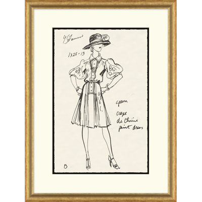Vintage Fashion Sketches Framed Drawing Print