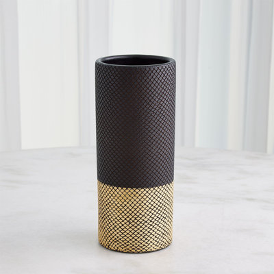 Java Vase-Matte Black/Gold Metallic-Sm