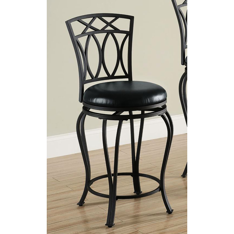 Tabouret de comptoir noir avec siège rembourré et pivotant - base en métal, H 39 po x l 19 po x P 17 po, H 24 po, profondeur 16,75 po, poids maximal de 200 lb, décoration de salle à manger, hauteur traditionnelle 39 po, largeur 19 po Hauteur,