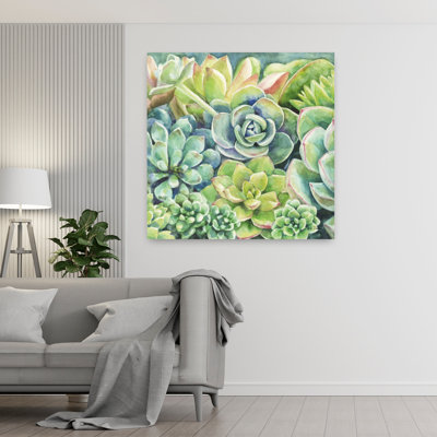 Plantes grasses contemporaines avec art botanique bleu