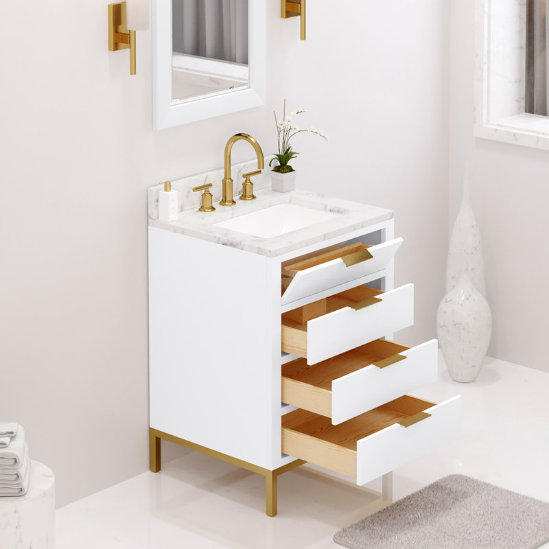 Gervais Single Bathroom Vanity Set, Pure White, 24", No