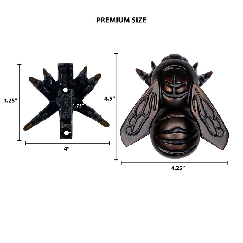 Heurtoir de porte bourdon, H 4,5 po x l 4,5 po x P 2 po, Bronze huilé