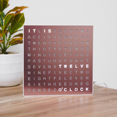 LED Word Digital Clock, 7.75", Black Finish, Light-Up Desk & Wall Clock, Modern Time Display, Shelf Or Wall Decor For Home Office, Living Room, Kitchen & Bedroom, Housewarming Gift