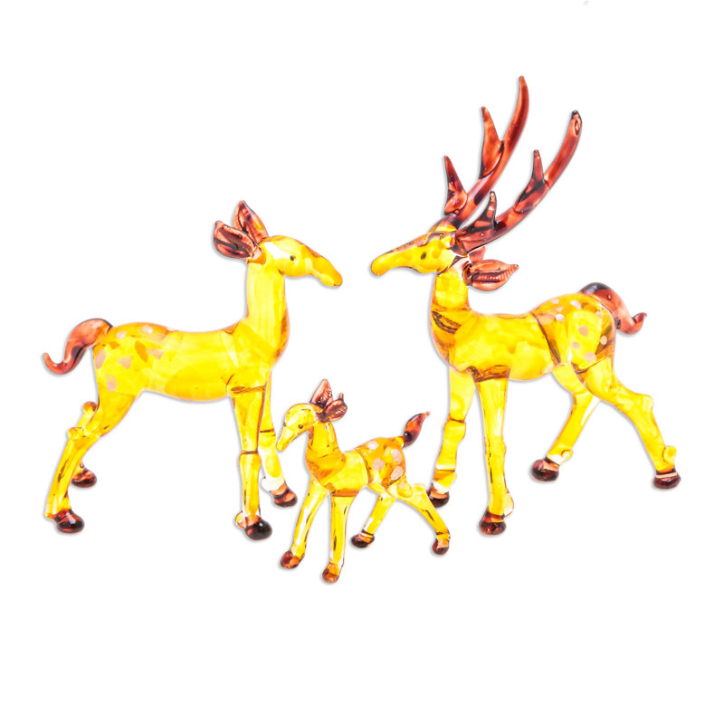 Loon Peak® Handmade Deer Lineage Handblown Glass Figurines (Set Of 3)