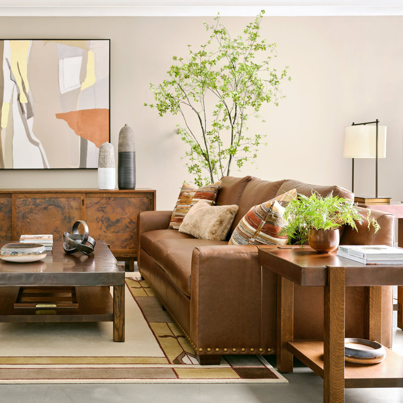 Durant Leather Sofa, 37" H x 88" W x 42" D