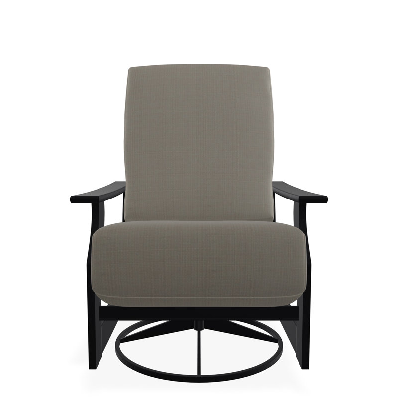 St. Catherine Marine Grade Polymer Deep Seating Cushion Swivel Rocker, Black, Stone Linen