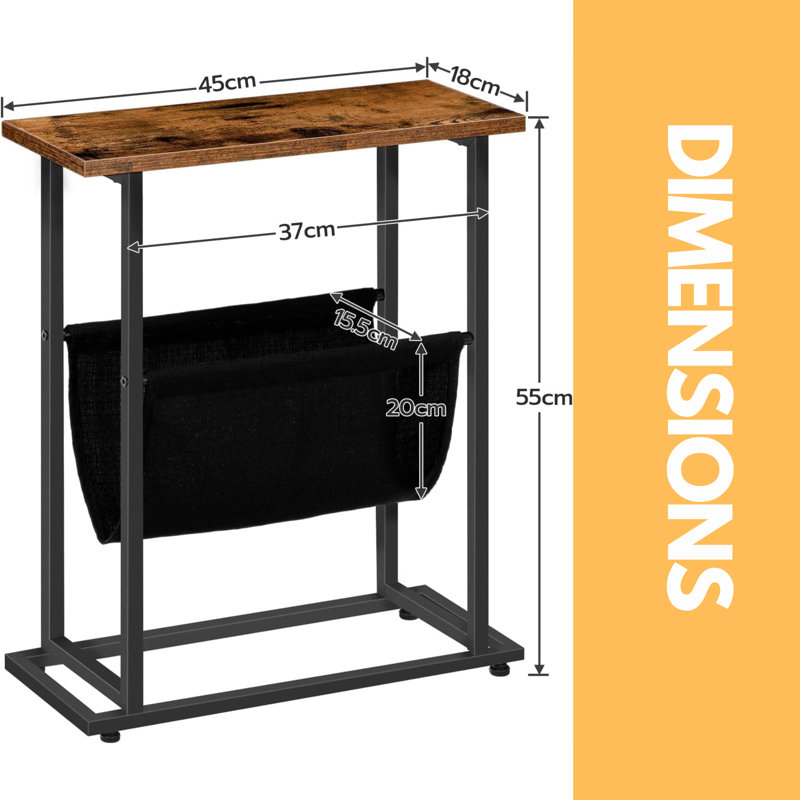 Articombe Side Table With Sling, Small Side Table, Sofa Table, Narrow Bedside Table, End Table, Narrow Table