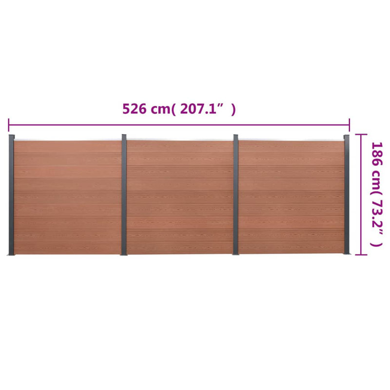 Clôture de 73,2 po x l 73,1 po, Brun