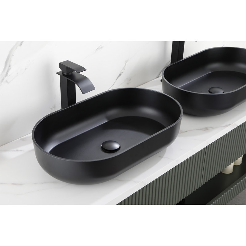 Lavabo pour salle de bain 24 * 14 * 5,5, Noir mat