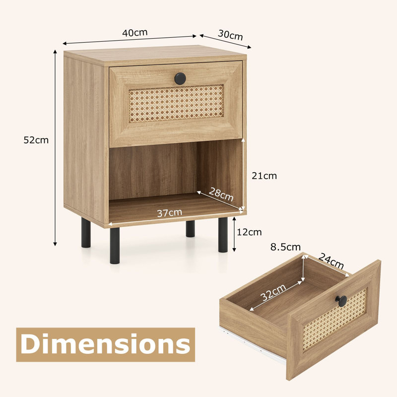 40cm W Bedside Table