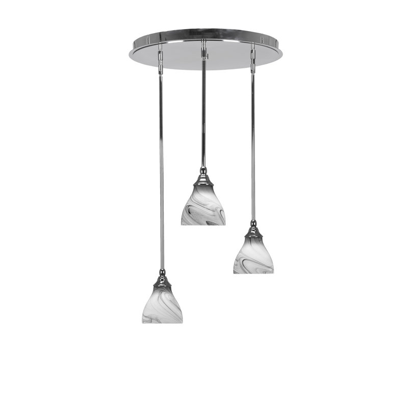 Luminaire suspendu grappe 3 lumières empire avec verre onyx 6,25 po Empire, Chrome chrome